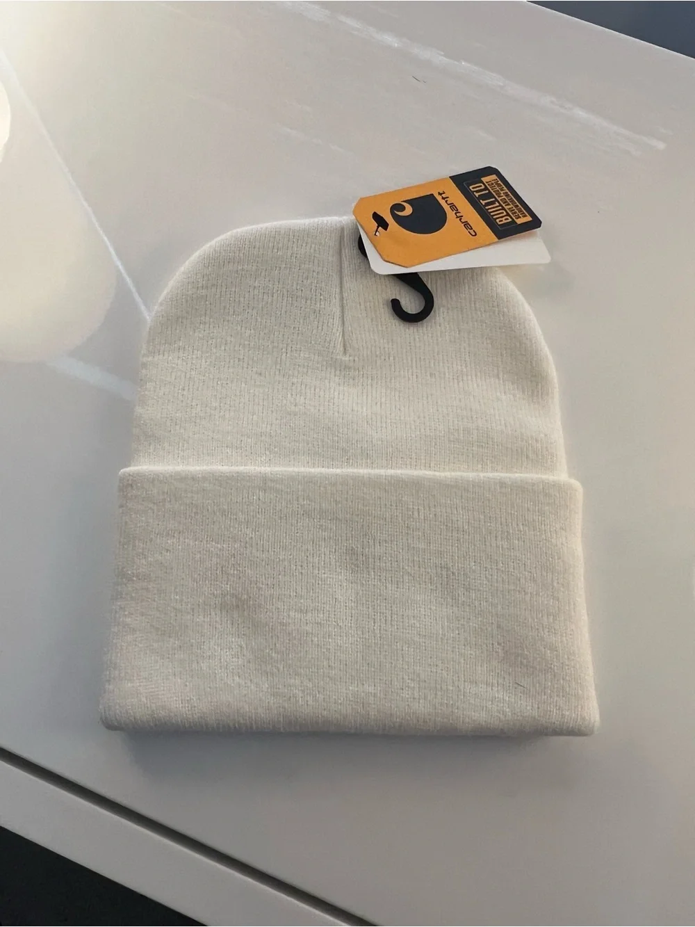 Carhartt Cuffed Beanie in Off-White with Logo Patch